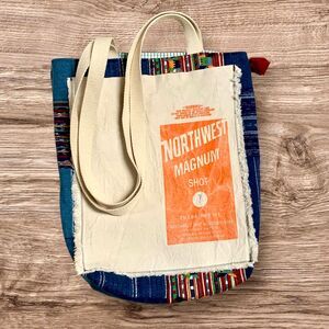 Upcycled Northwest Magnum Shot Bag Pocket Tote Bag with Bow